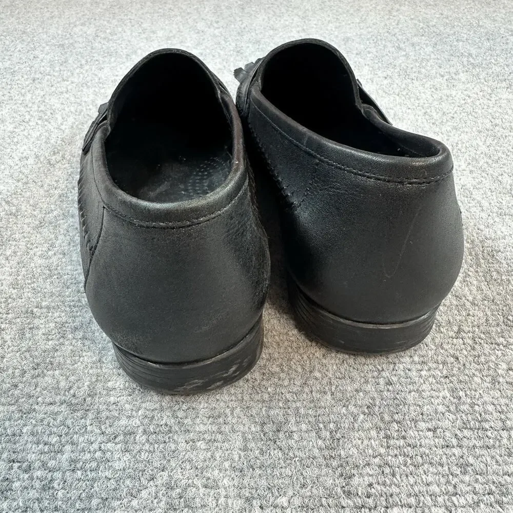 Giorgio Brutini Slip-On Loafers Black Leather Cross weave Tassels 11 M Shoes